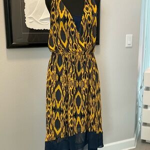 Princess Vera Wang Yellow and Blue Midi Dress